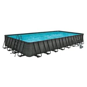 32ft x 16ft x 52in Oasis Designer Rectangle Lap Pool, Dark Herringbone (Used)