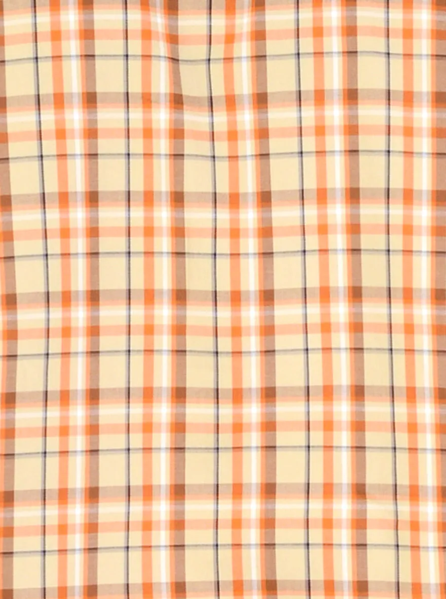 Beige & Orange Checked Slim Fit Formal Shirt | JadeBlue London Edition