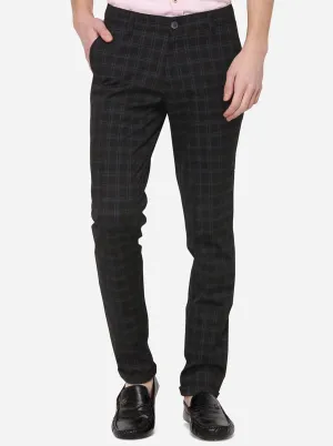 Black & Blue Checked Neo Fit Casual Trouser | Greenfibre