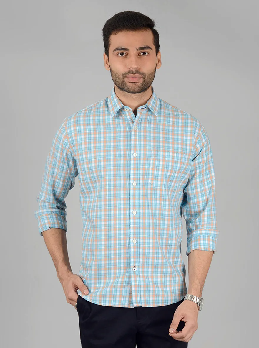 Cantaloupe Checked Classic Fit Casual Shirt | Greenfibre