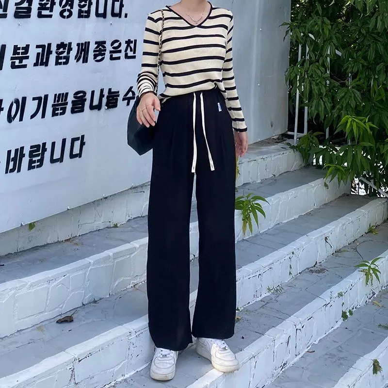 Casual Straight Loose Fit High-Waisted Pants