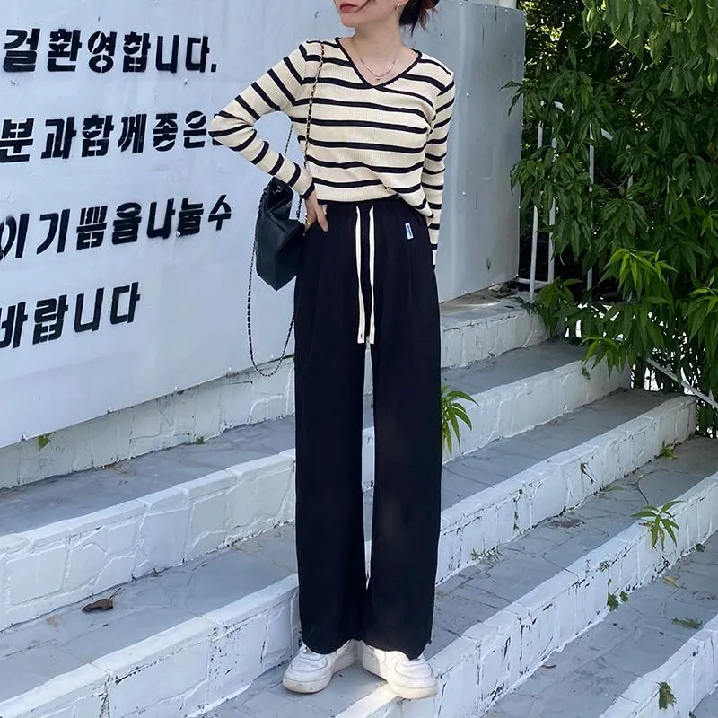 Casual Straight Loose Fit High-Waisted Pants