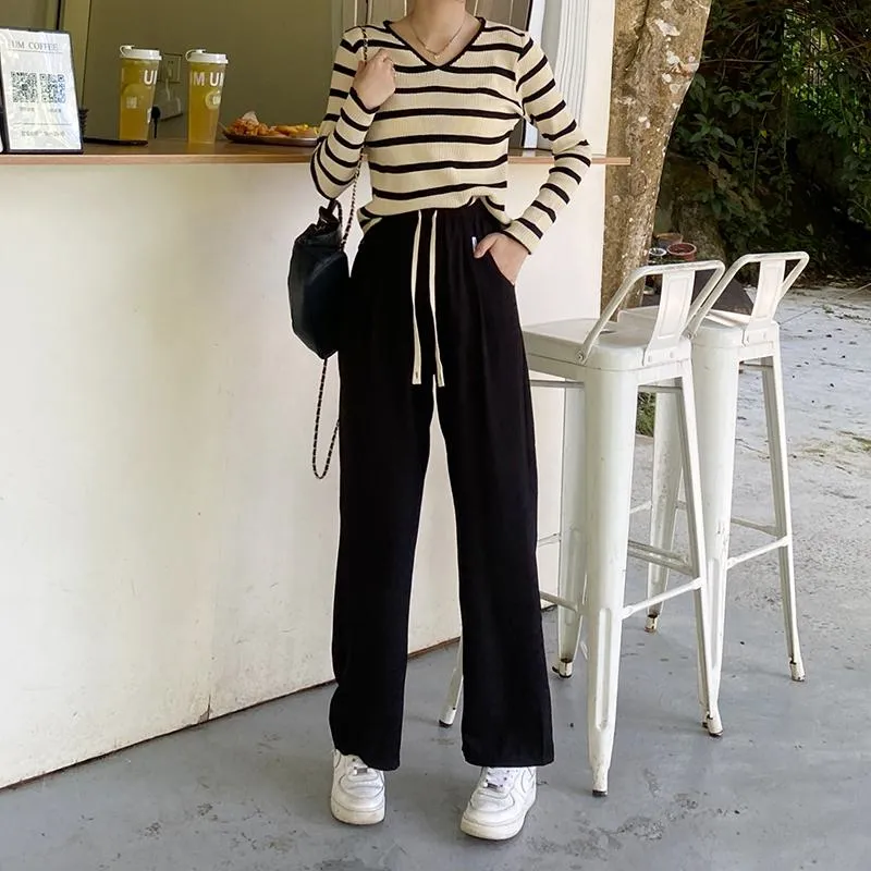 Casual Straight Loose Fit High-Waisted Pants