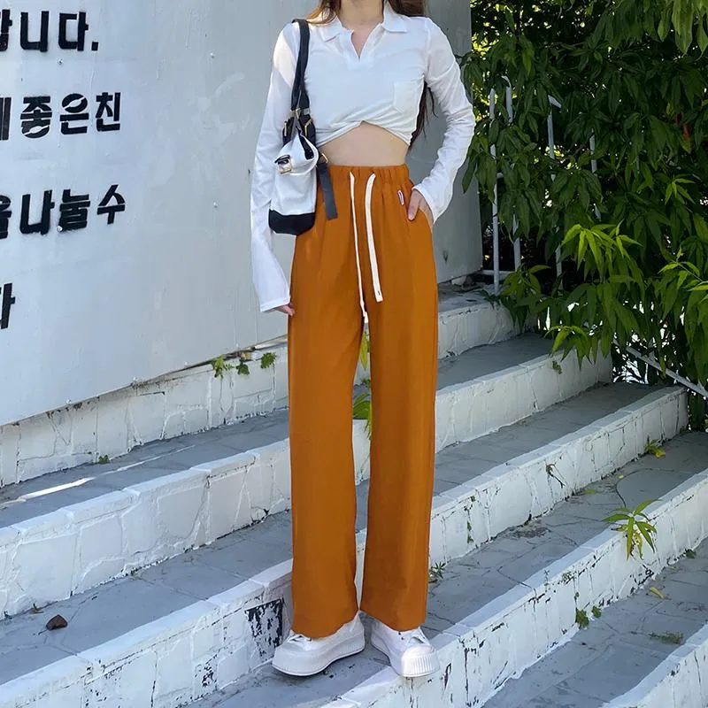 Casual Straight Loose Fit High-Waisted Pants