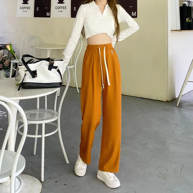 Casual Straight Loose Fit High-Waisted Pants