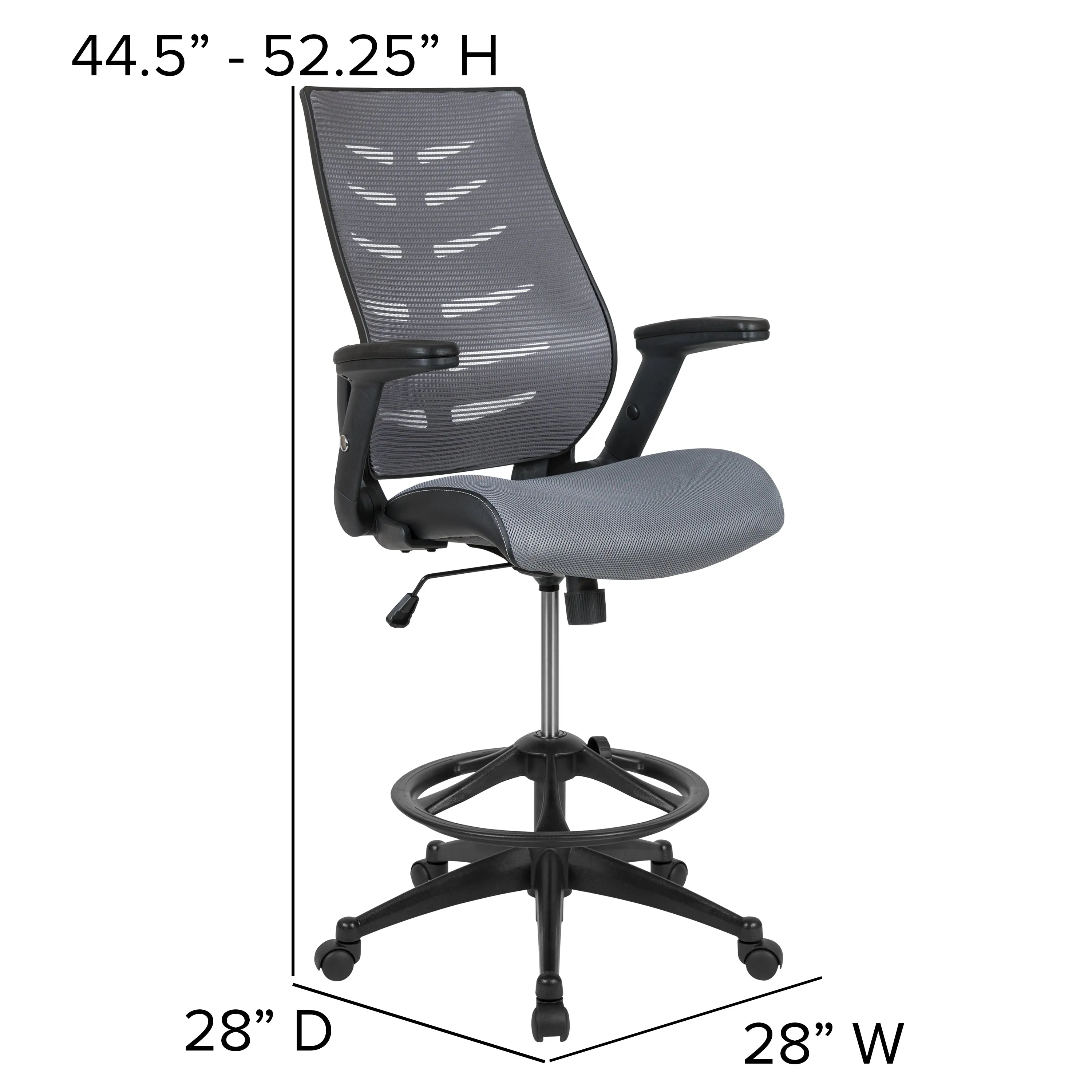 Dark Gray Mesh Drafting Chair BL-ZP-809D-DKGY-GG