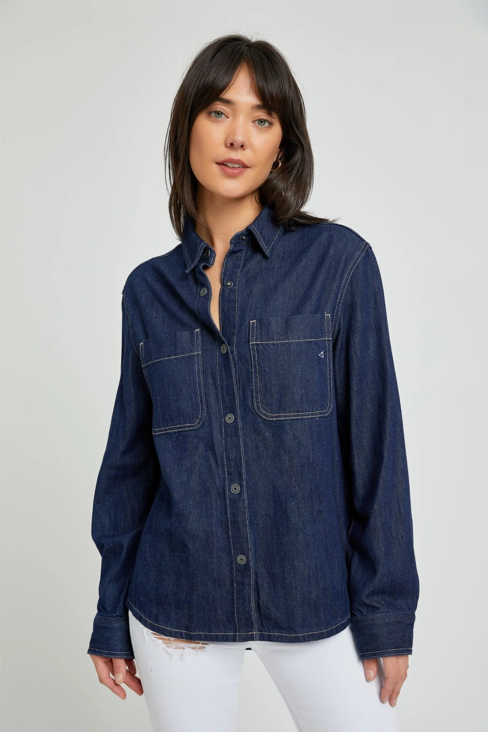 Dark Wash Oversized Denim Shirt