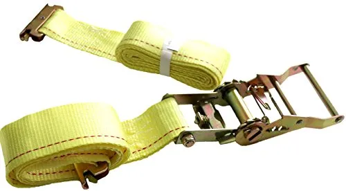 DKG 2” x 12’ E Track Ratchet Straps – Ideal Enclosed Trailer Tie Down & Dry Van Cargo Straps – Standard E Track Spring Fittings or Connectors – Heavy Duty Steel Ratchet & Polyester Webbing (4 Pack)