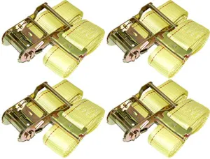 DKG 2” x 12’ E Track Ratchet Straps – Ideal Enclosed Trailer Tie Down & Dry Van Cargo Straps – Standard E Track Spring Fittings or Connectors – Heavy Duty Steel Ratchet & Polyester Webbing (4 Pack)