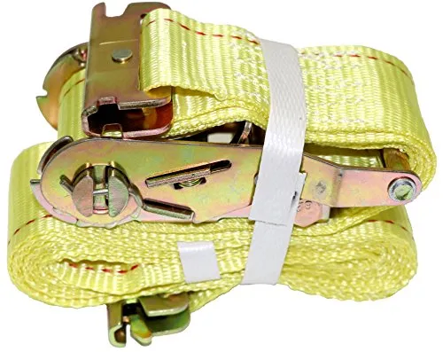 DKG 2” x 12’ E Track Ratchet Straps – Ideal Enclosed Trailer Tie Down & Dry Van Cargo Straps – Standard E Track Spring Fittings or Connectors – Heavy Duty Steel Ratchet & Polyester Webbing (4 Pack)