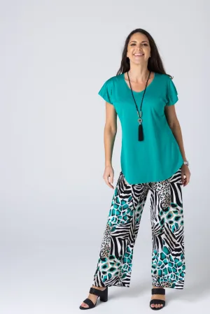 Emerald Wide Leg Jersey Palazzo Pants