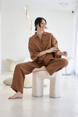 Fundamental Wide Leg Linen Pant - Nutmeg