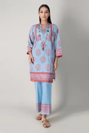 Khaadi Spring Collection 2021 – 2PC Suit · Printed Kameez Pants · J21204 Blue