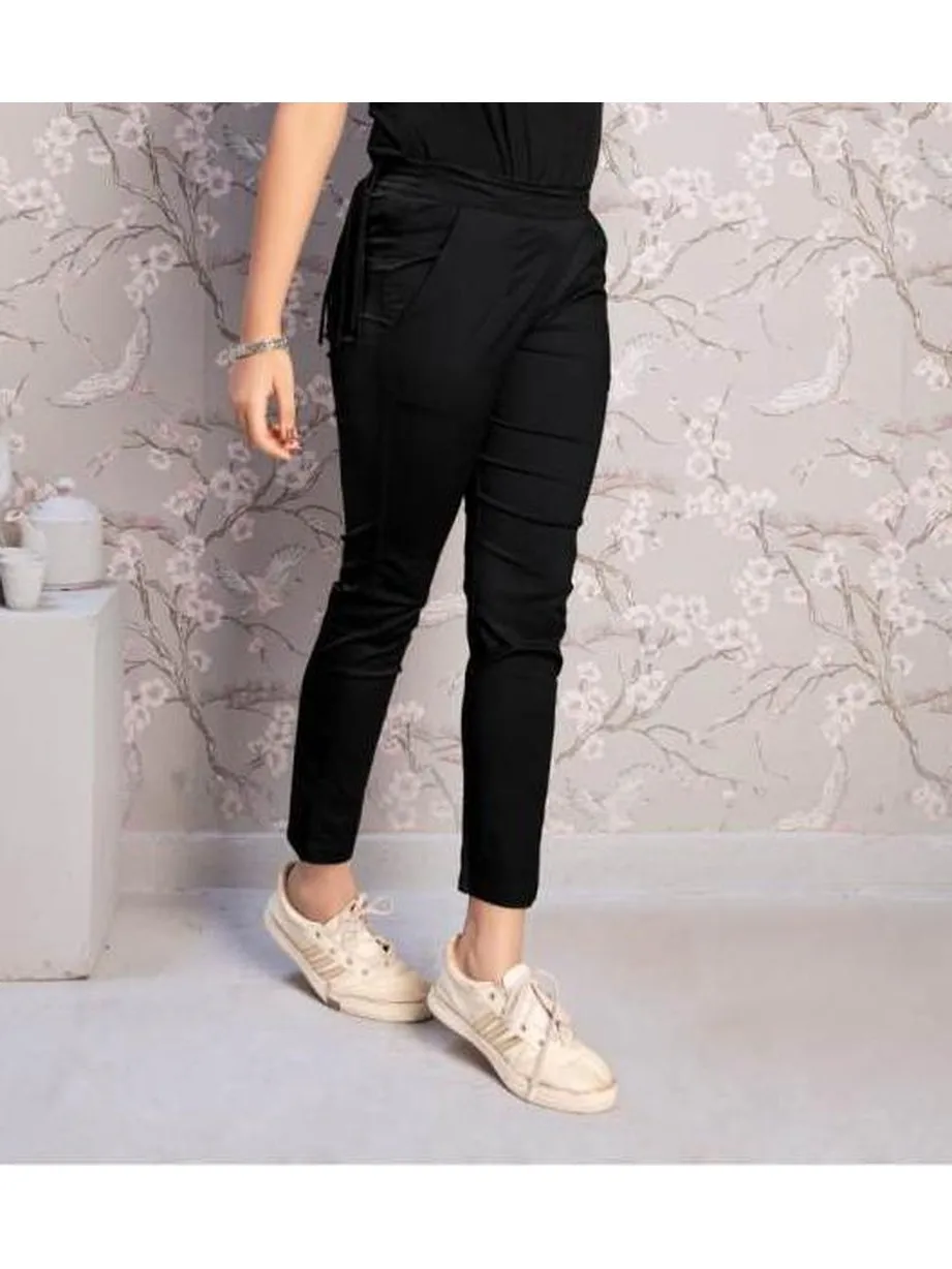 Ladies Cotton Soft Lycra Black Pants