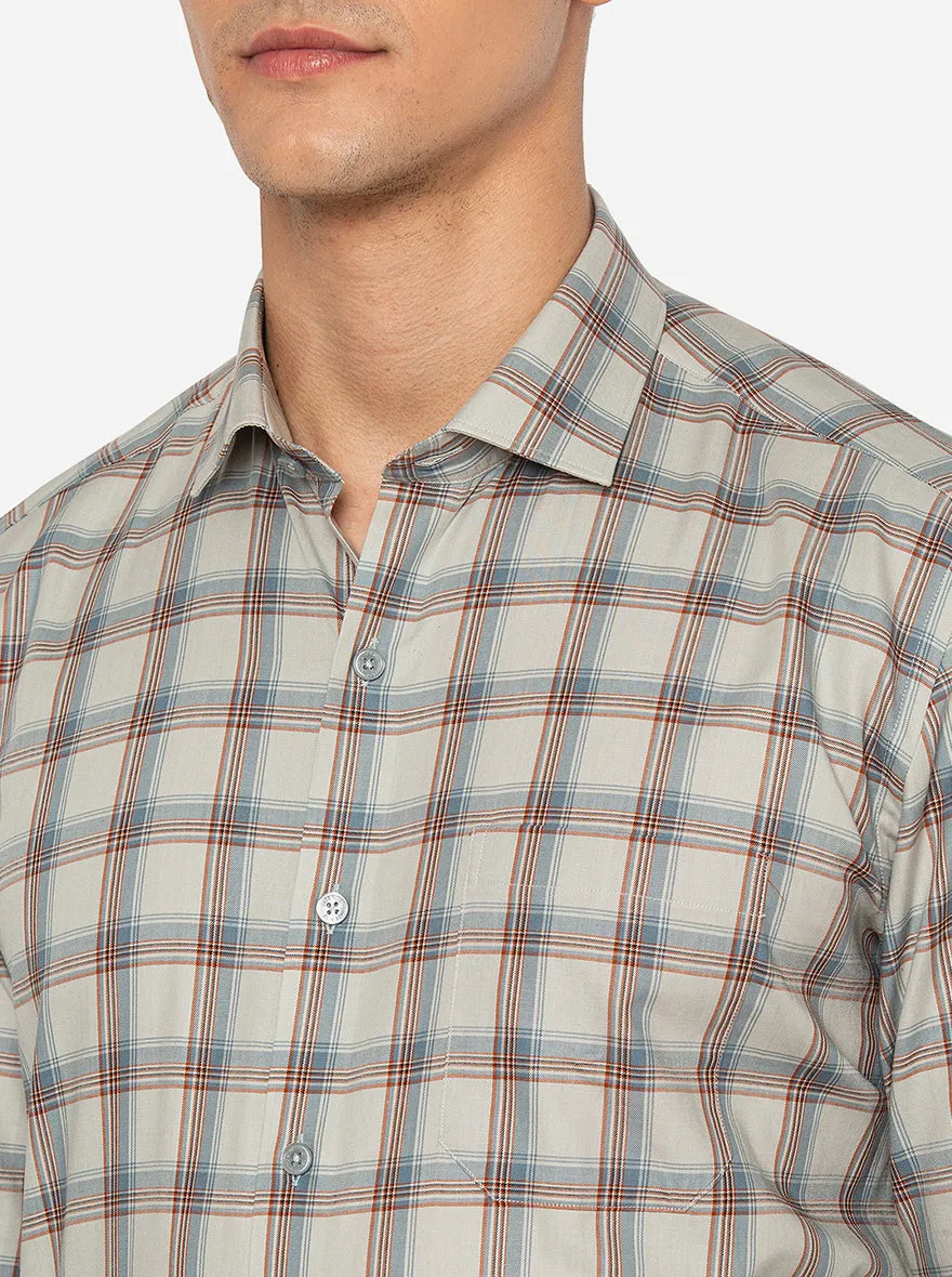 Maroon & Grey Checked Slim Fit Formal Shirt | JadeBlue