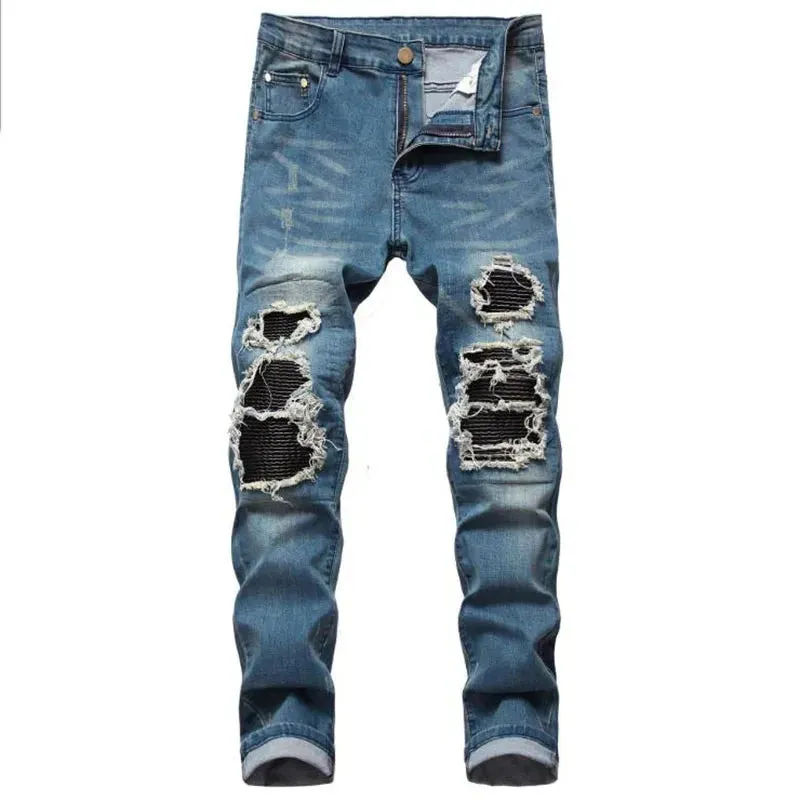 Men's Slim Fit Distressed Stretch Denim Jeans