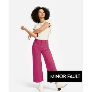 (Minor Fault) Magenta Twill Wide Leg Jeans