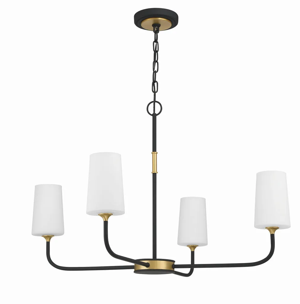 Niles 4 Light Black Forged   Modern Gold Chandelier
