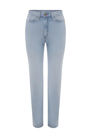 Payton Straight Jeans Light Denim Blue High Rise