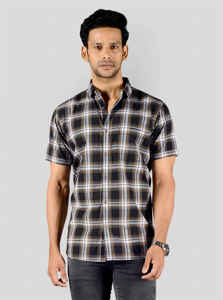 Phantom Black Checked Slim Fit Casual Shirt | JadeBlue