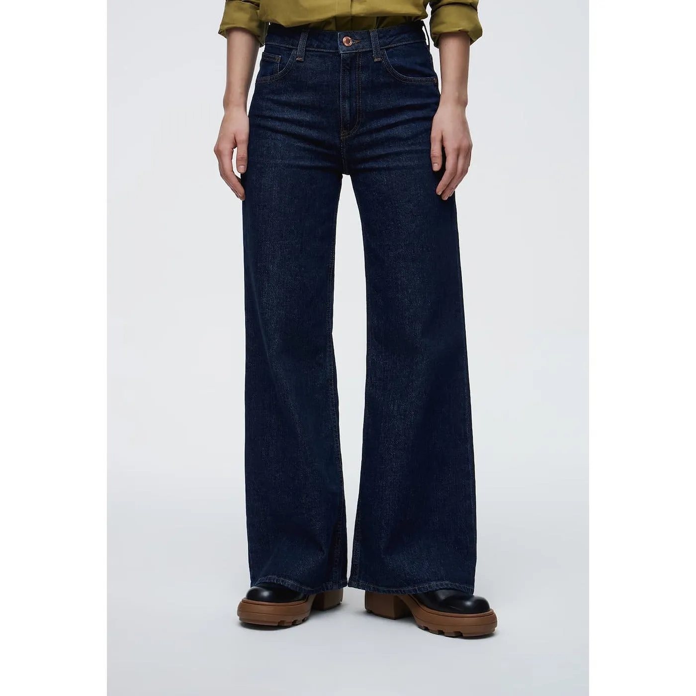 Plazzo Wide Leg Denim Trousers