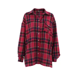 Pre Order:  Retro Plaid Loose Long Sleeved Shirt