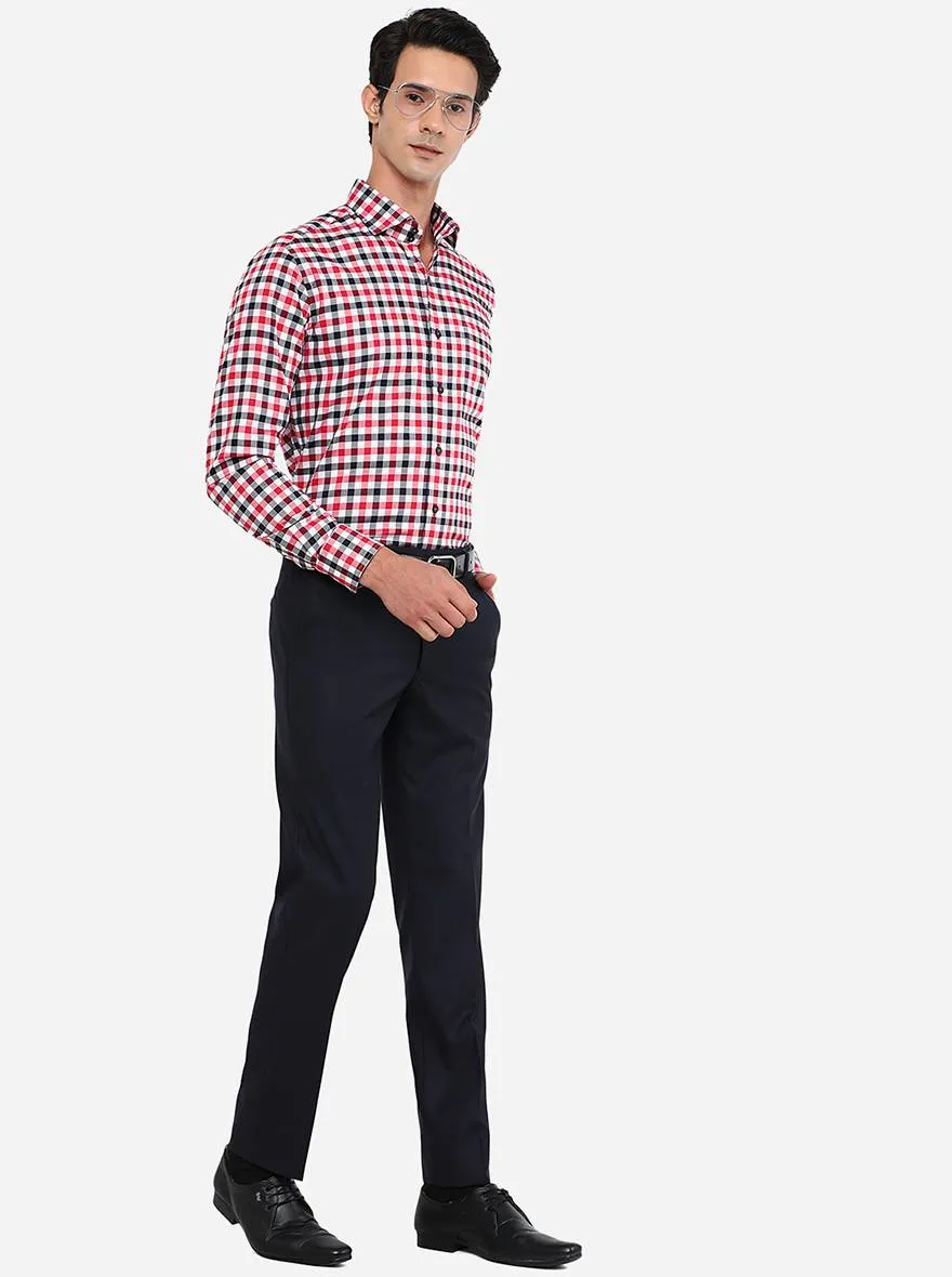 Red & Blue Solid Slim Fit Formal Shirt | Metal