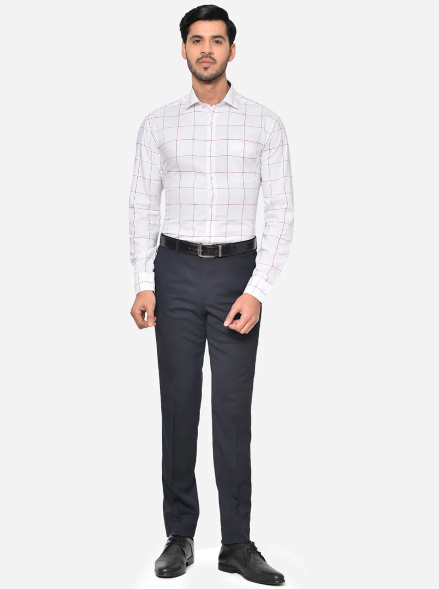 Snow White Checked Slim Fit Formal Shirt | JadeBlue