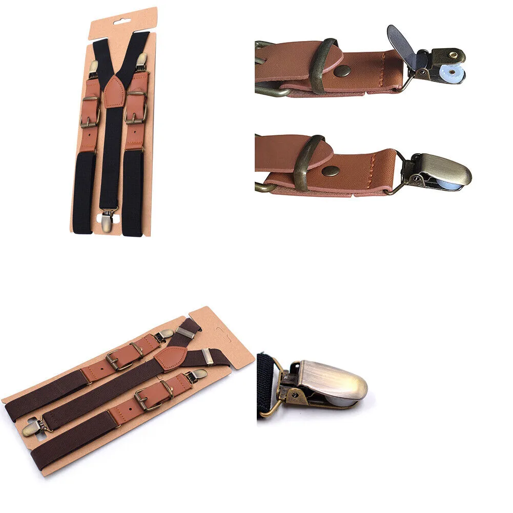US 1-2 Pack Men Y Back Suspender Swivel Hook Adjustable Y-Shaped Elastic Belt