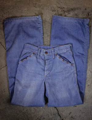 Vintage Studded Bell Bottom Denim Jeans 70s Light Wash 24x30