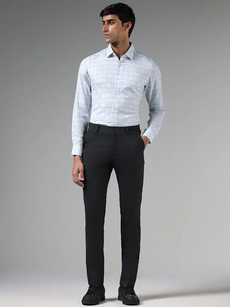 WES Formals White Windowpane Checked Slim-Fit Shirt