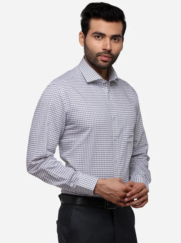 White & Black Checked Regular Fit Formal Shirt | JadeBlue