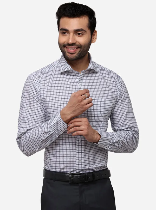 White & Black Checked Regular Fit Formal Shirt | JadeBlue