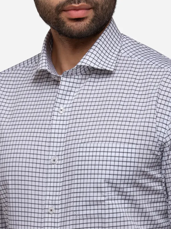 White & Black Checked Regular Fit Formal Shirt | JadeBlue